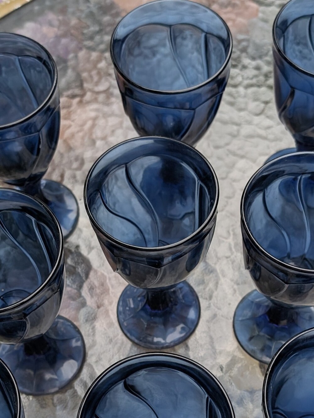 Noritake "Sweet Swirl" Glasses Goblets ice Tea Water Blue